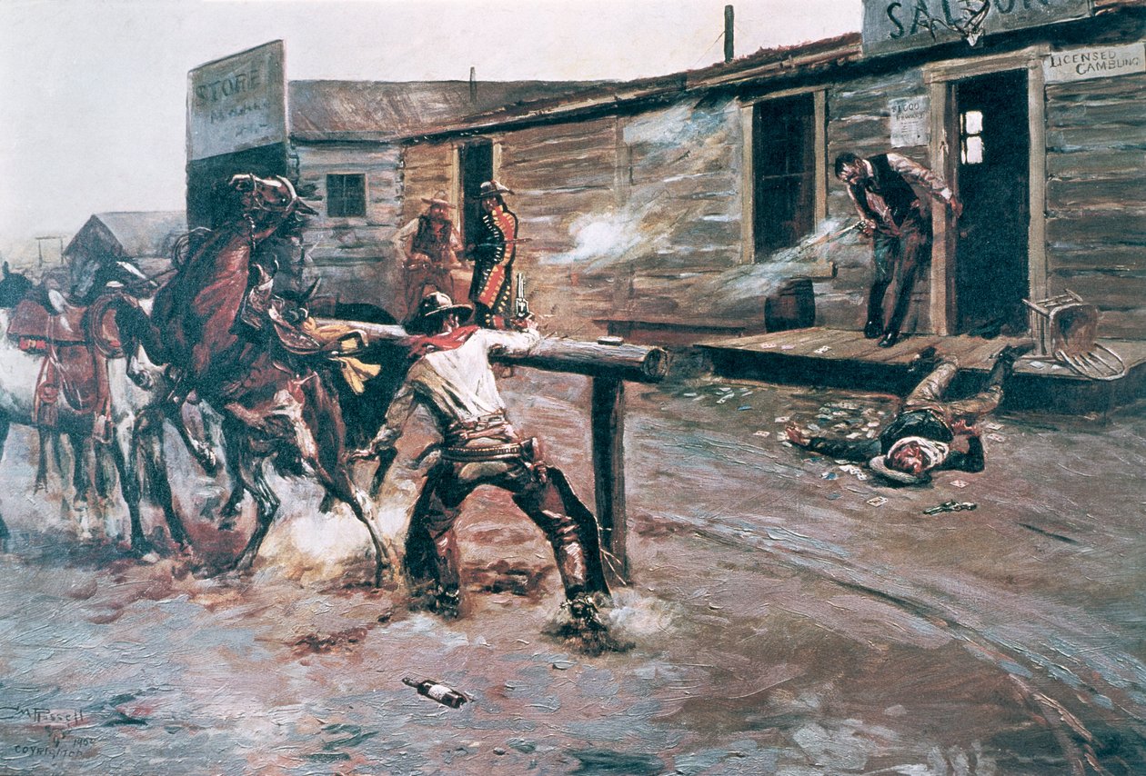 Death of a Gambler (olie på lærred) af Charles Marion Russell