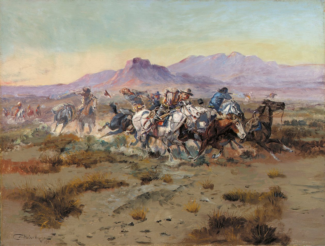 Angrebet, 1900 af Charles Marion Russell