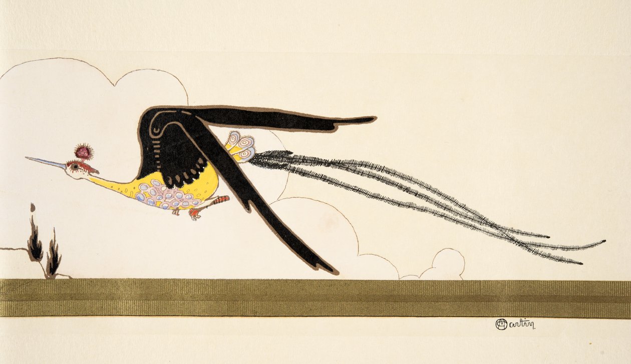 Bird of Paradise, fra La Mode en nitten hundrede og tolv. hos Marcelle Demay. udg. 1912 (stenciltryk) af Charles Martin