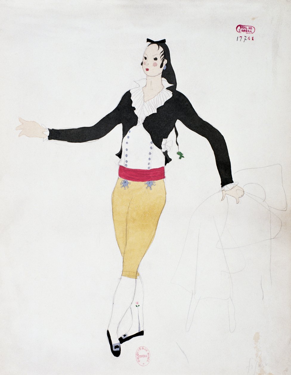 Kostume til figuren Figaro fra Barberen i Sevilla af Gioacchino Rossini, skitse af Charles Martin (1884-1934) af Charles Martin