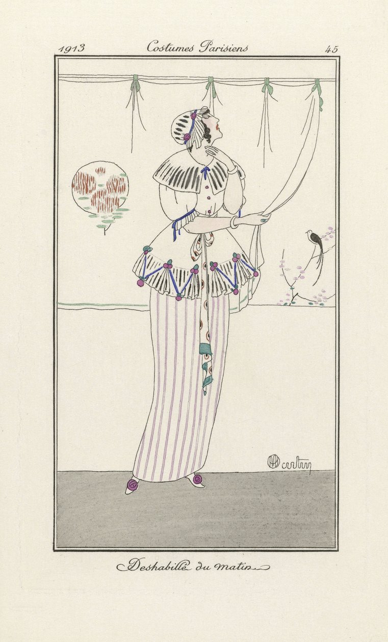 Morning negligee, fra Costumes Parisien, udg. 1913 (stenciltryk) af Charles Martin