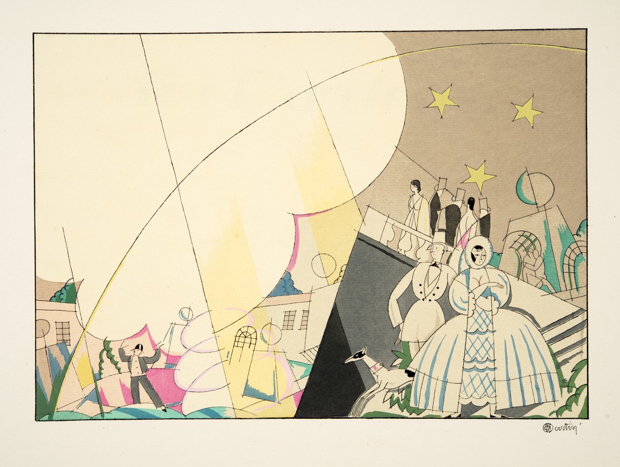 Fire, Fireworks, fra Sport & Entertainment, pub. 1914 (stenciltryk) af Charles Martin
