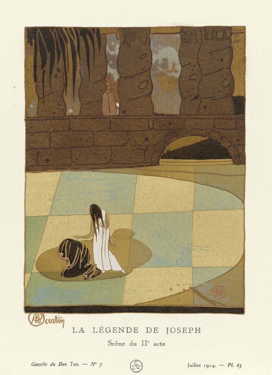 Legenden om Joseph. Scene fra anden akt fra La Gazette du Bon Ton, pub. 1914 af Charles Martin