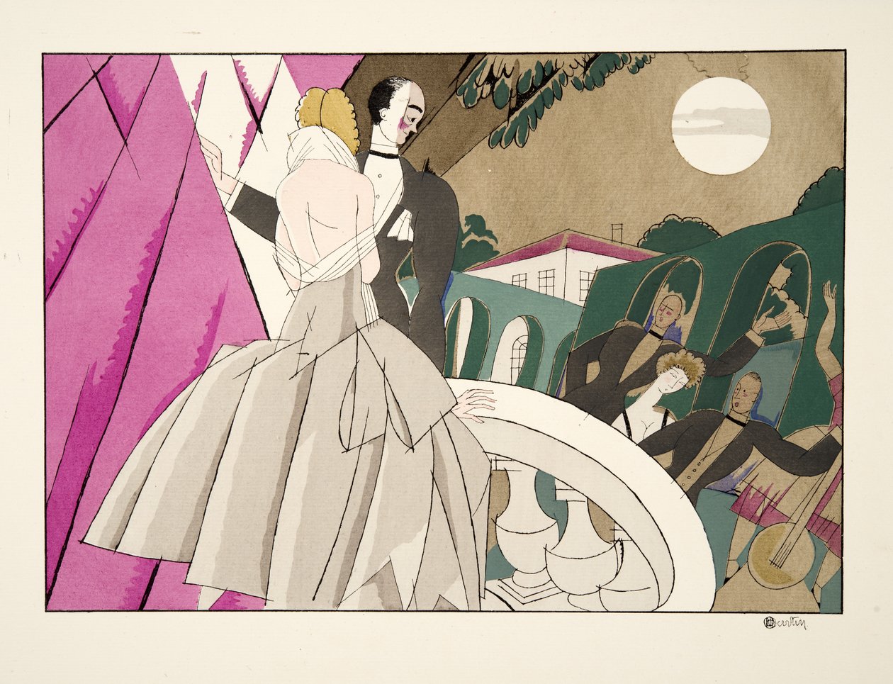La Mariee, fra Sports & Entertainment, pub. 1914 (stenciltryk) af Charles Martin