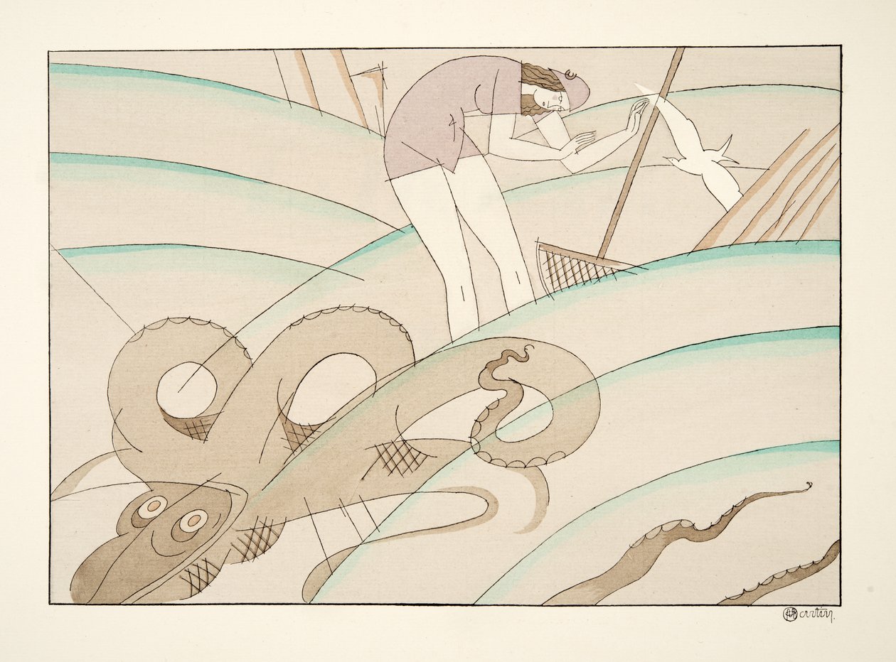 La Pieuvre fra Sports & Entertainment, pub. 1914 (stenciltryk) af Charles Martin