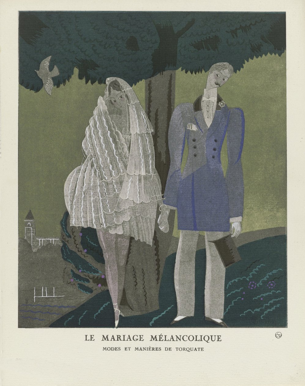 Det melankolske ægteskab, pub. 1921 (stenciltryk) af Charles Martin