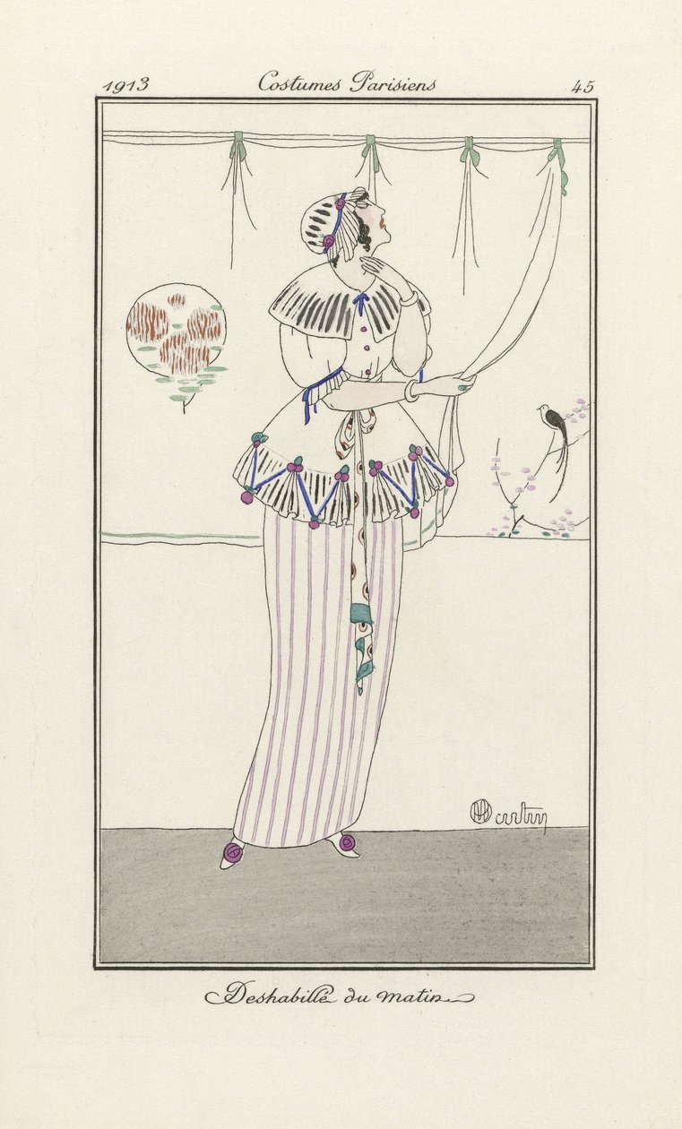 Morgenkjole, fra Costumes Parisiens, pub. 1913 (stenciltryk) af Charles Martin