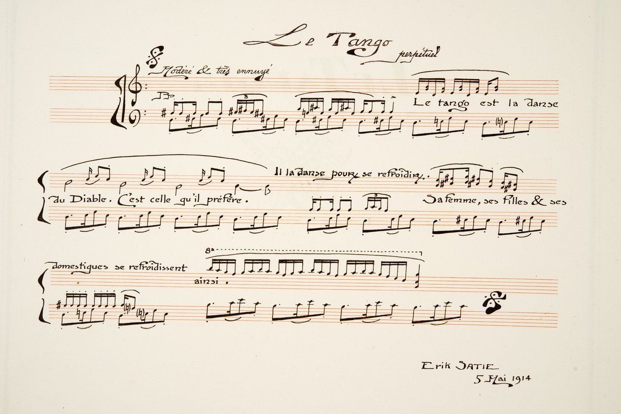 Musikalsk partitur til Le Tango, fra Sports & Entertainment, pub. 1914 (stenciltryk) af Charles Martin