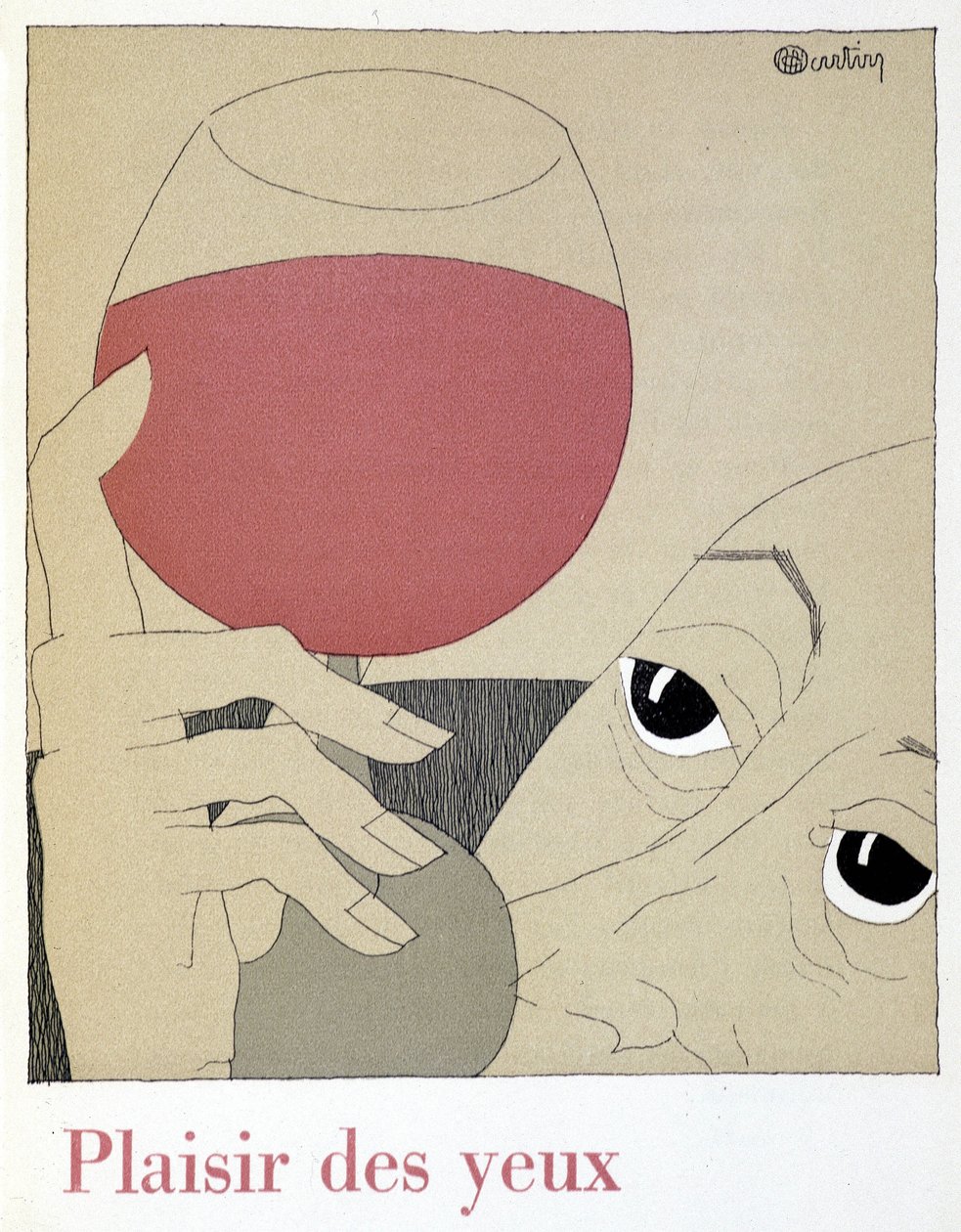 Behag for øjnene - i ""Monseigneur le vin"", tegning af Charles Martin (1884-1934), hæfte fra Nicolas Etablissementer af Charles Martin