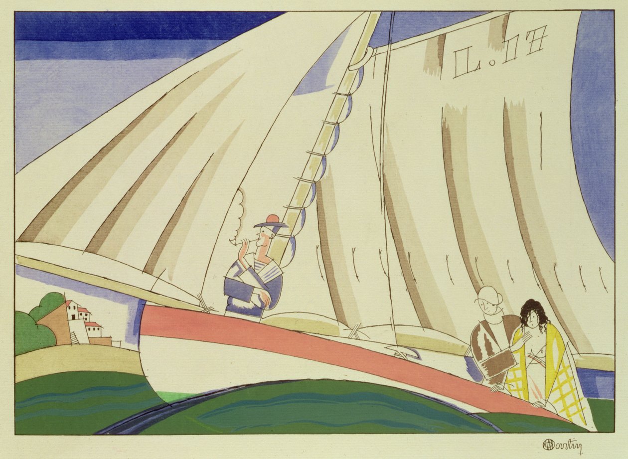 Yachting, ca. 1920 (stencil på papir) af Charles Martin