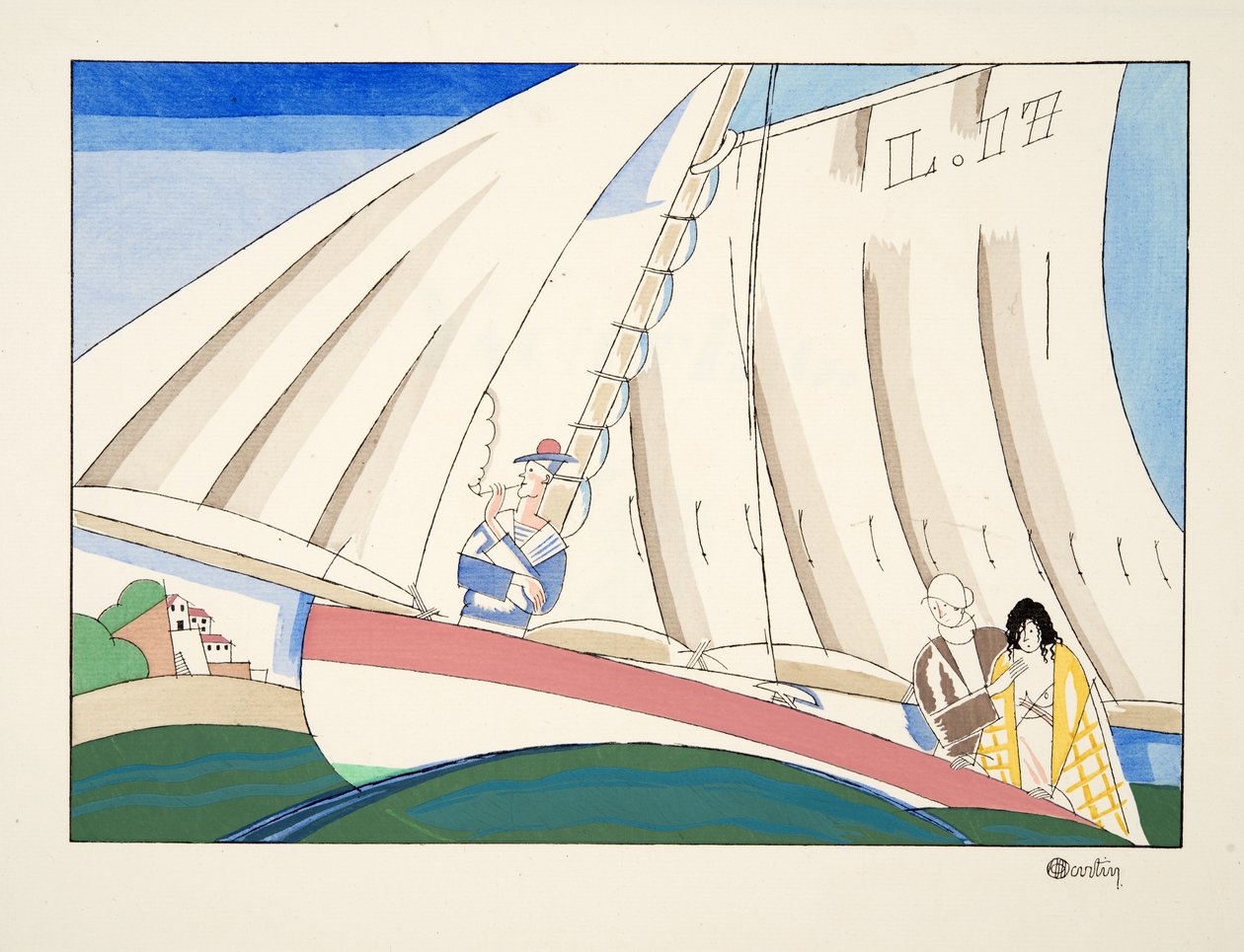 Yachting fra Sports & Entertainment, pub. 1914 (stenciltryk) af Charles Martin