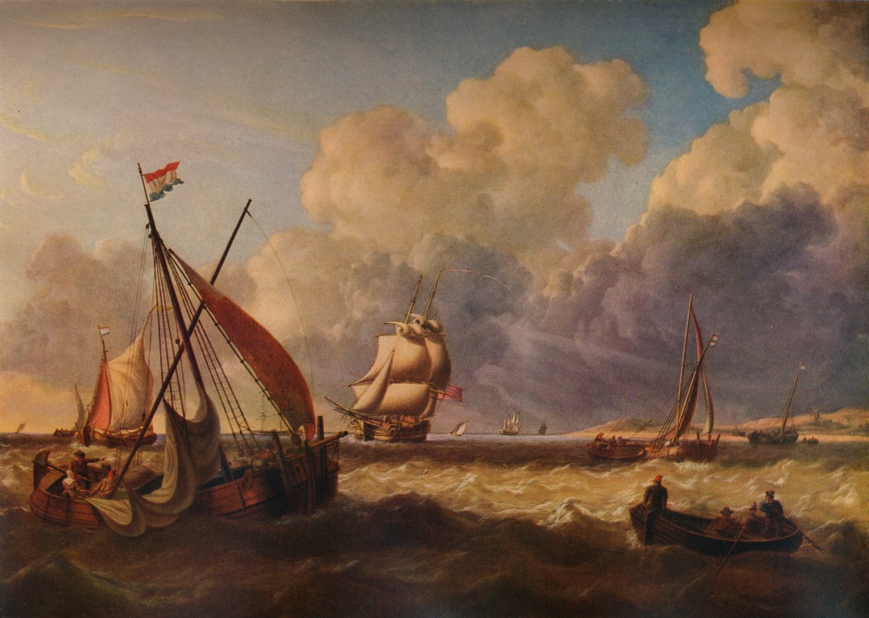 Fiskerbåde ud for den hollandske kyst, 1823 af Charles Martin Powell