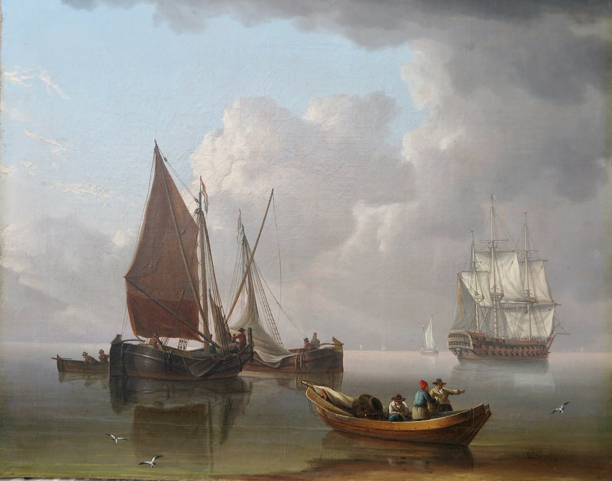 Skib, der er gået i havsnød, ca. 1800 (olie på lærred) af Charles Martin Powell