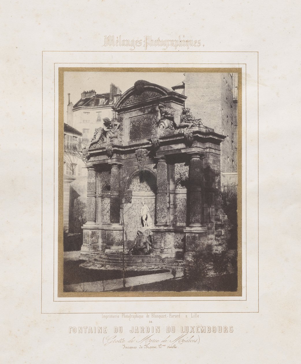 Springvand i Jardin du Luxembourg (Grotten Marie de Medici) af Charles Marville