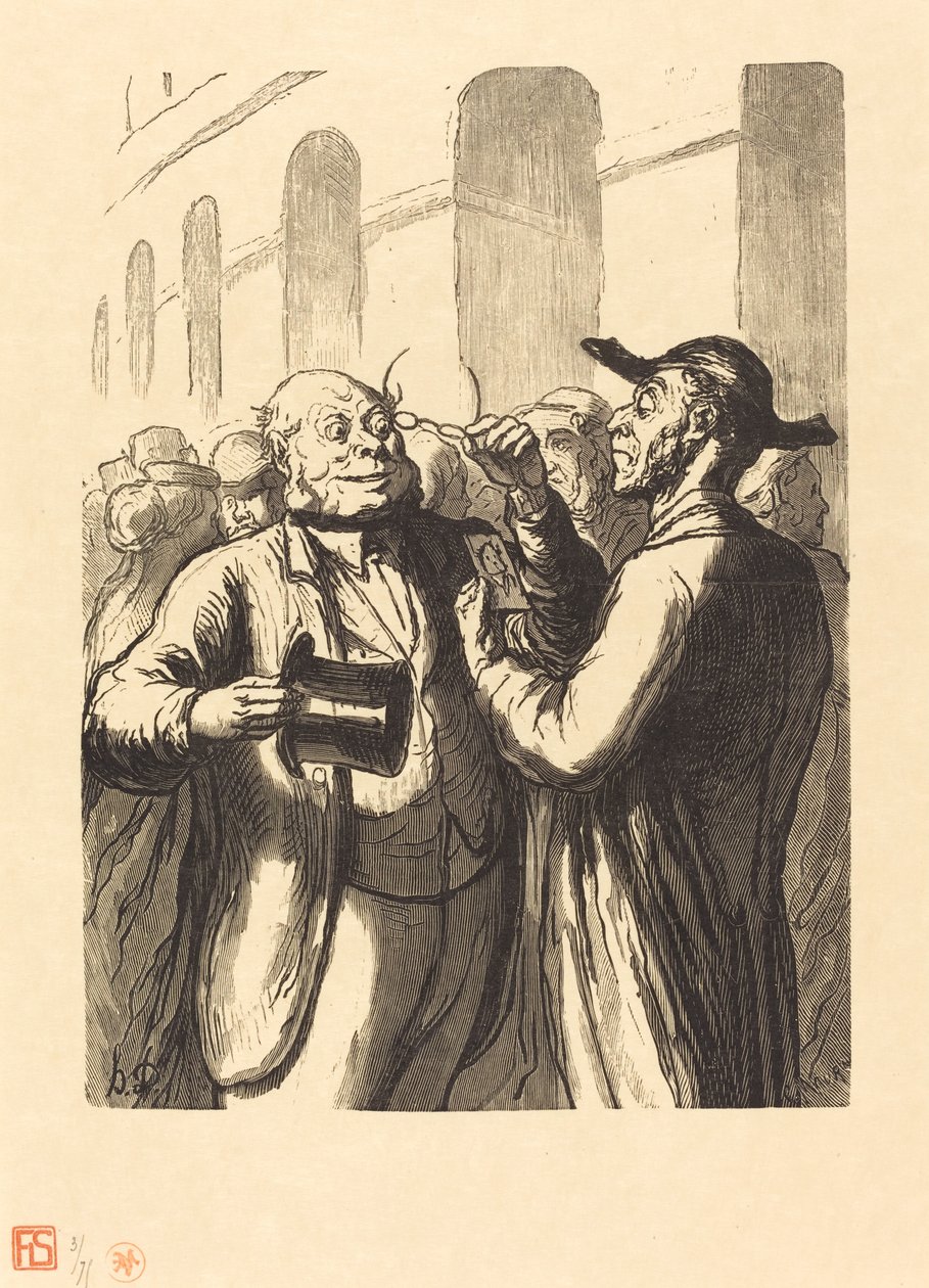 Verdensudstilling: Inspektionen af ​​fotografier ved vendekorserne af Charles Maurand after Honoré Daumier