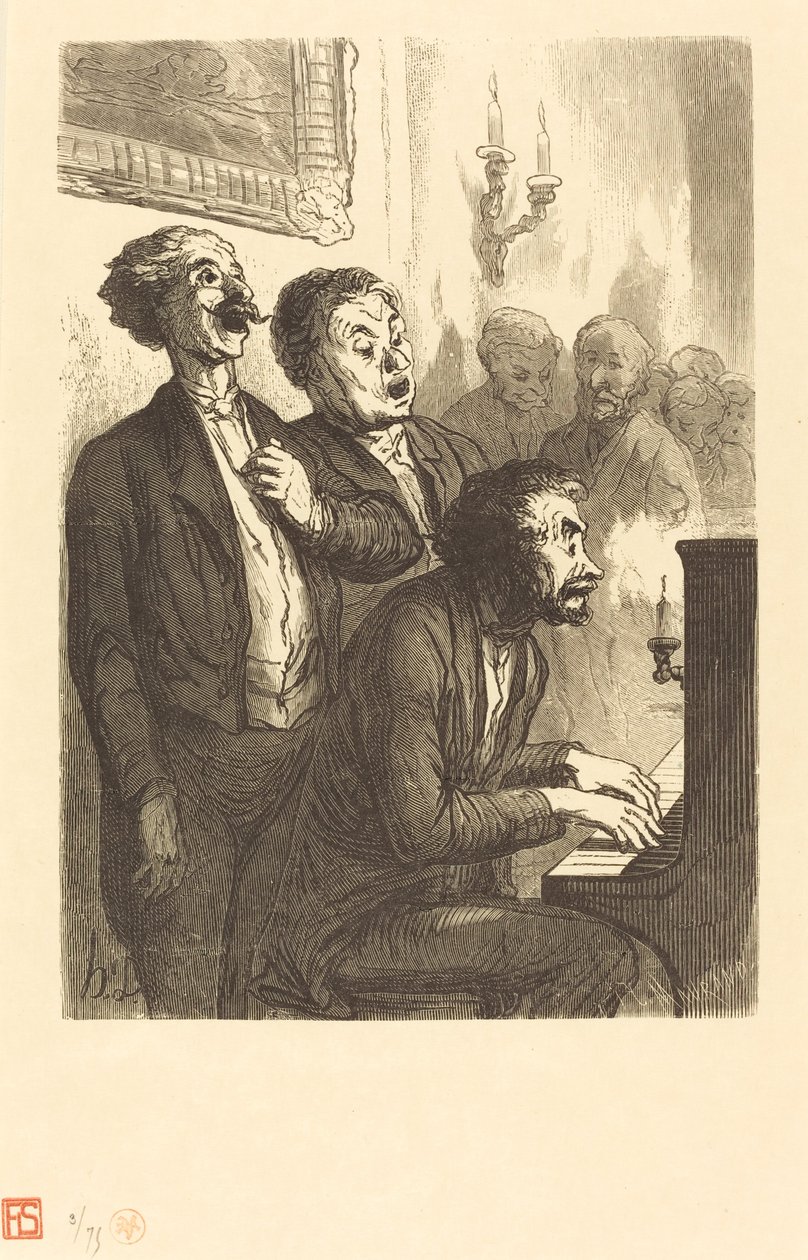 The Lounge Singers af Charles Maurand after Honoré Daumier