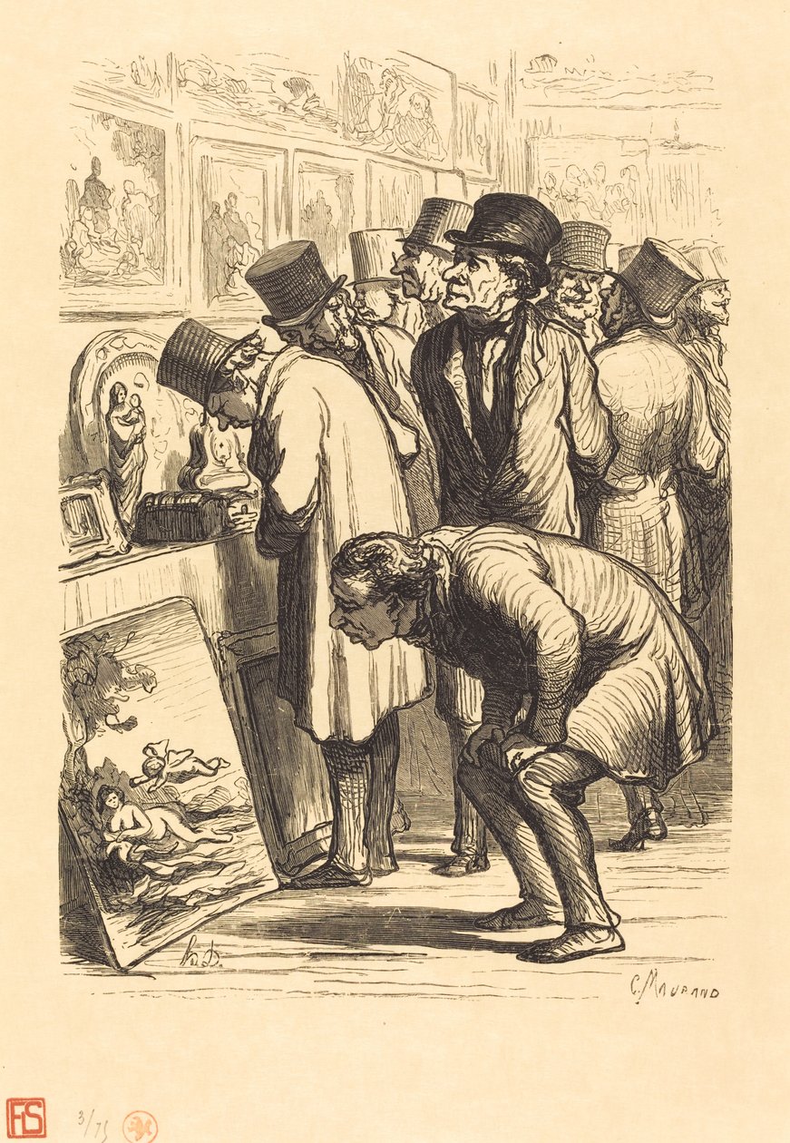 Et værelse på Hotel Drouot på en udstillingsdag af Charles Maurand after Honoré Daumier