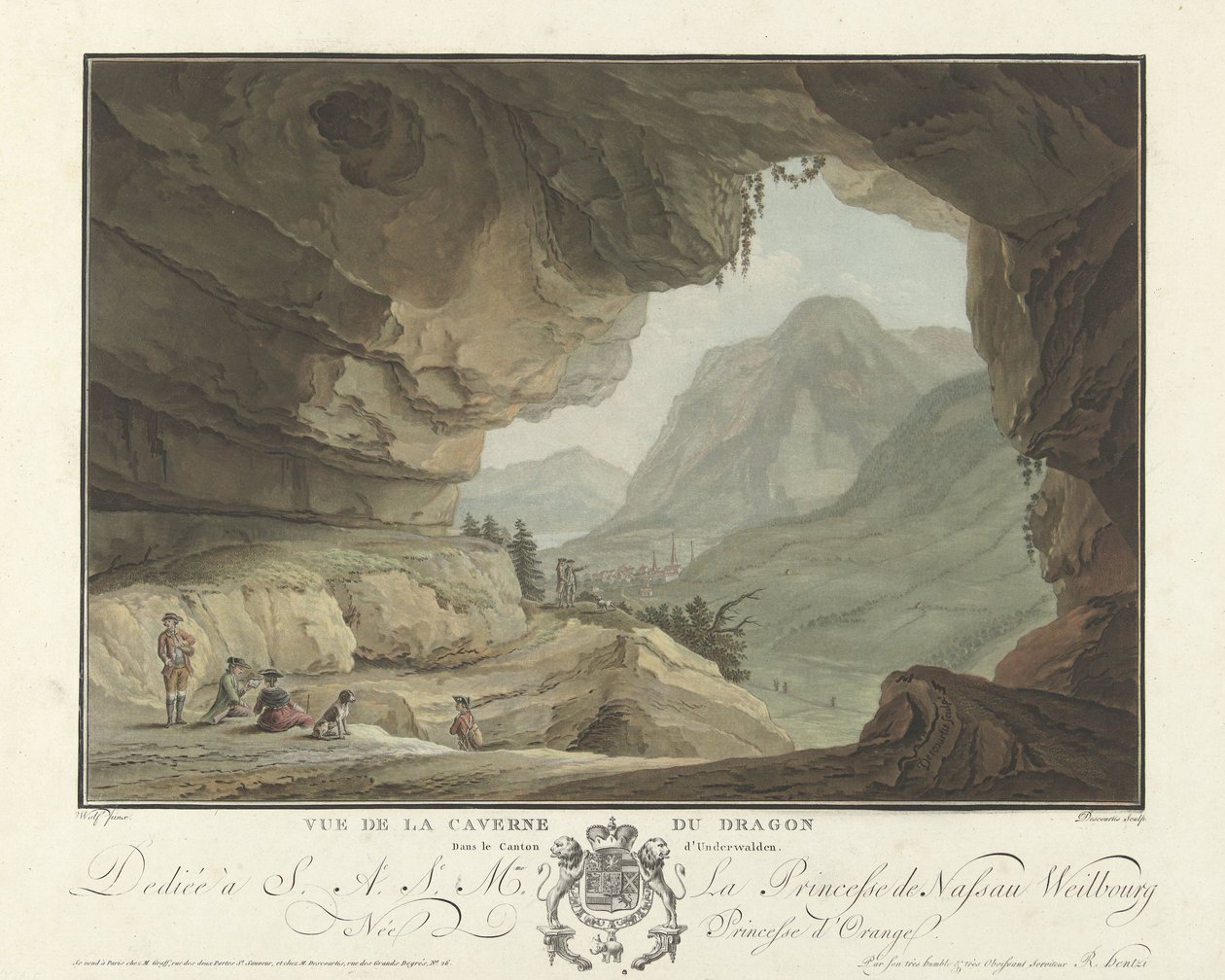 Udsigt over et landskab fra Dragens Cave Vue de la Caverne du Dragon dans le Canton d