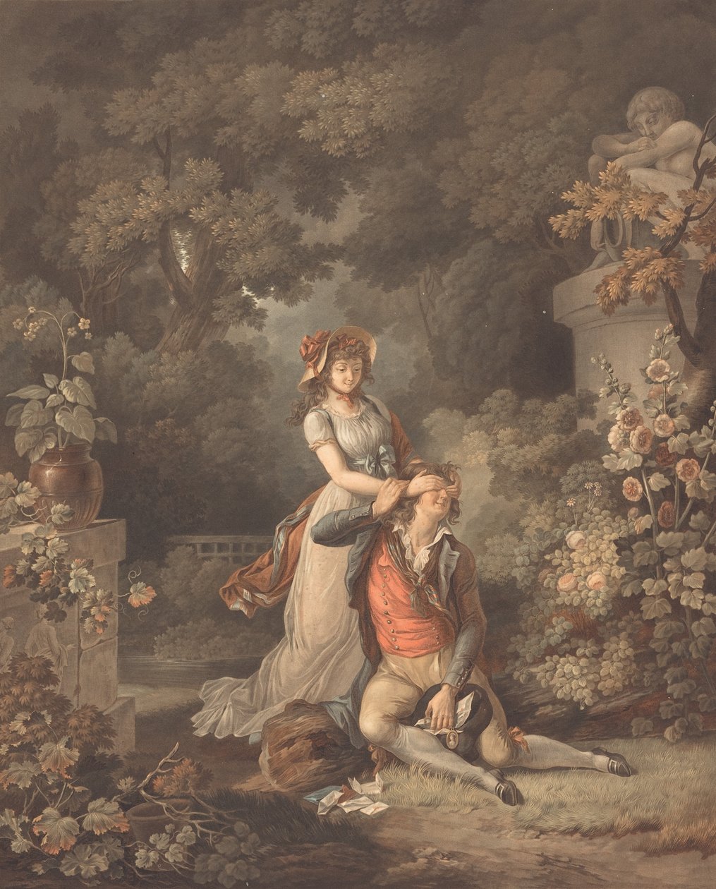 Den overraskede elsker. af Charles Melchior Descourtis
