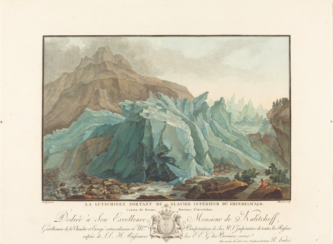 Lutchinen, der dukker op fra den nedre Grindelwald-gletsjer, 1785. af Charles Melchior Descourtis