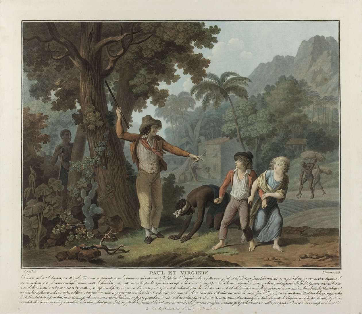Den flygtende slave, planche 2 fra Paul et Virginie af Charles Melchior Descourtis