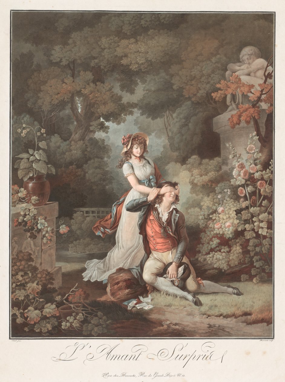 The Lover Surprised LAmant Surpris, ca. 1798. af Charles Melchior Descourtis