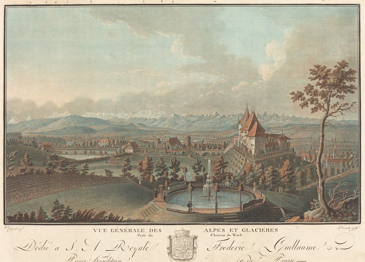 Generel udsigt over alperne og gletschere af Charles Melchior Descourtis