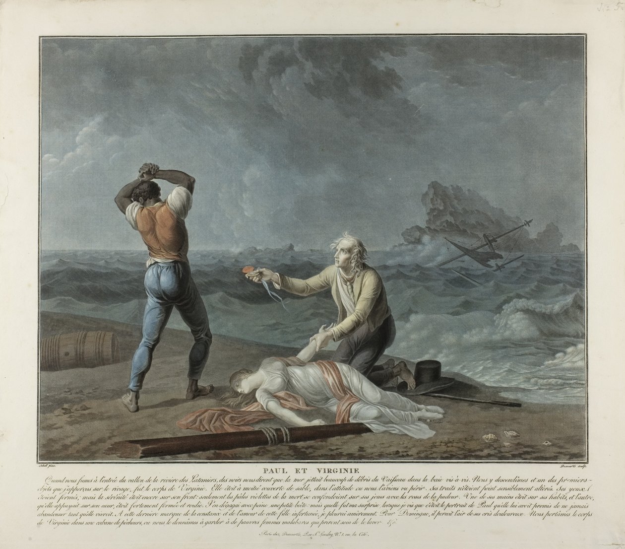 Paul og Virginie af Charles Melchior & Schall Jean (1752-1825) Descourtis