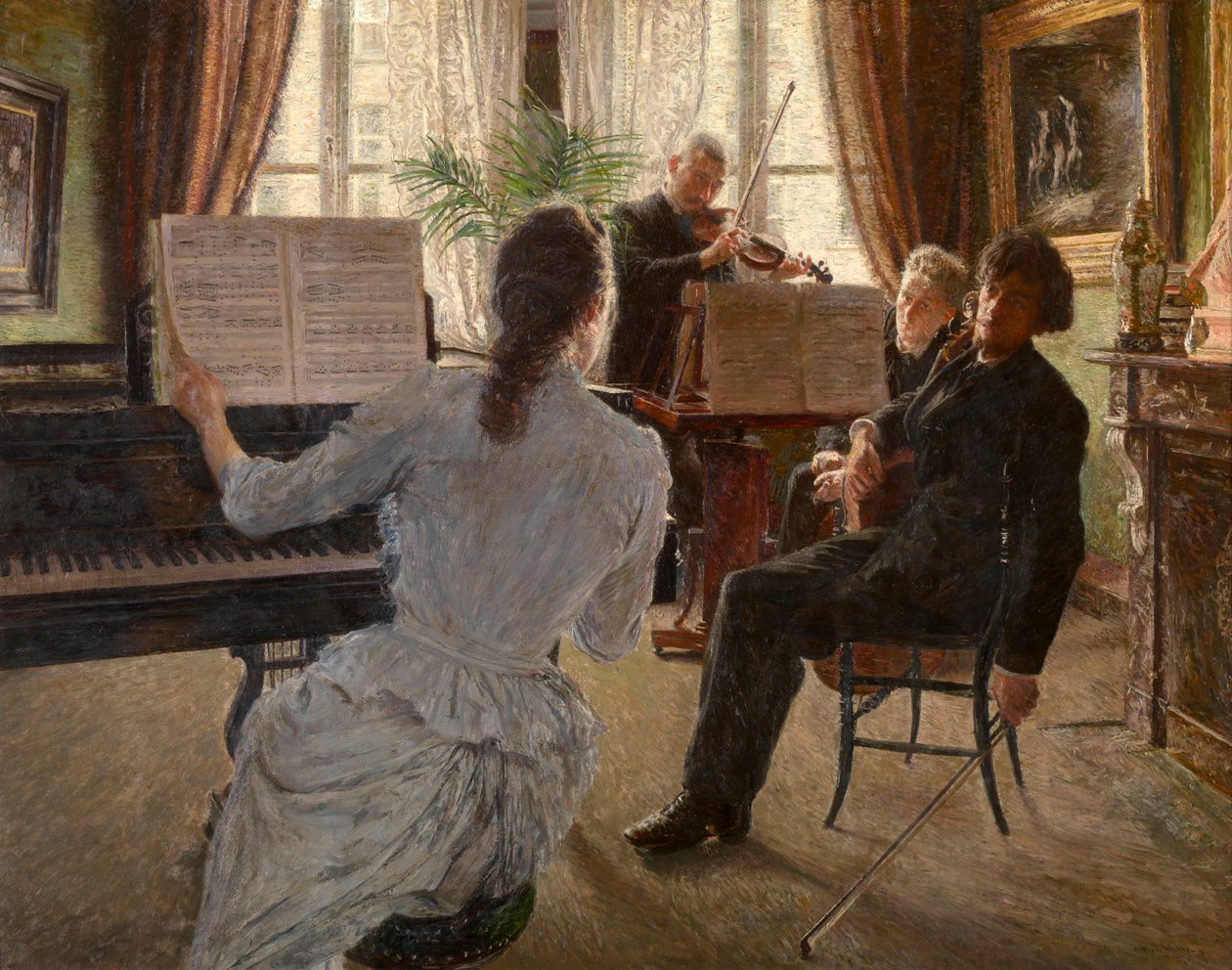 Kvartetten (olie på panel) af Charles Mertens