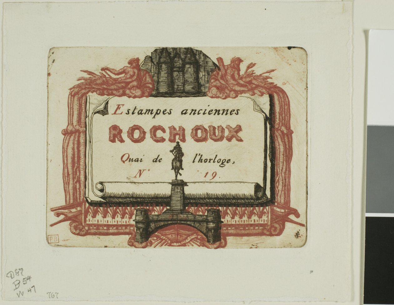 Adressekort til trykkeri, Rochoux af Charles Meryon