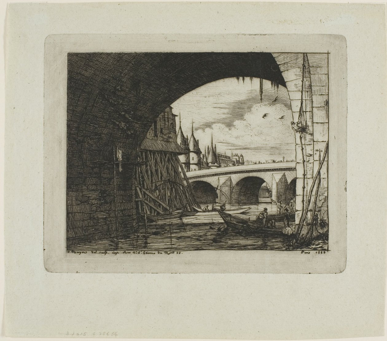En bue af Pont Notre-Dame, Paris af Charles Meryon
