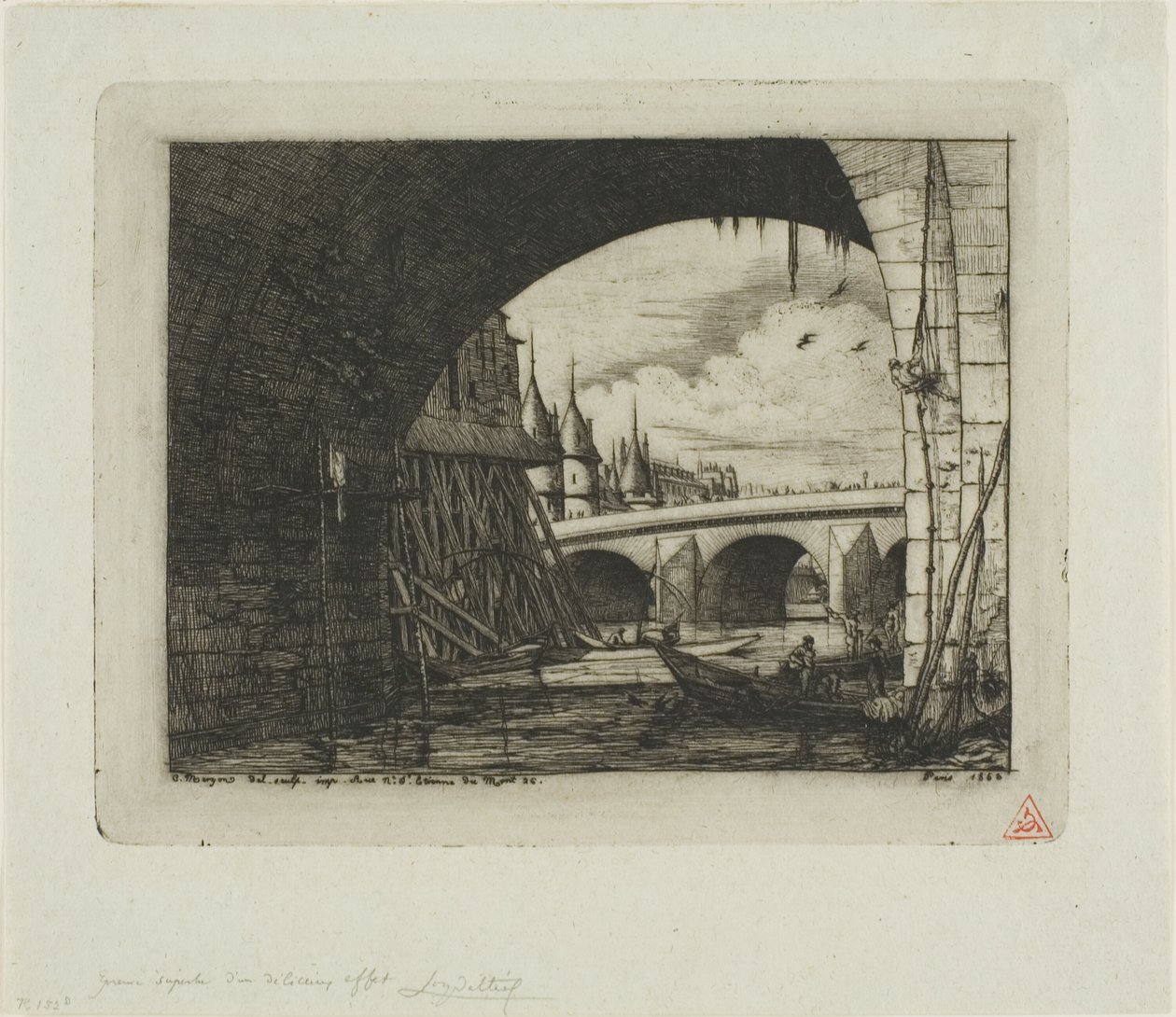 En bue af Pont Notre-Dame, Paris af Charles Meryon