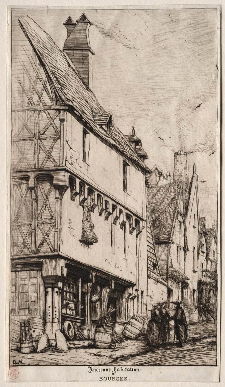 Et gammelt hus i Bourges, nogle gange kaldet Musicians House, 1860. af Charles Meryon