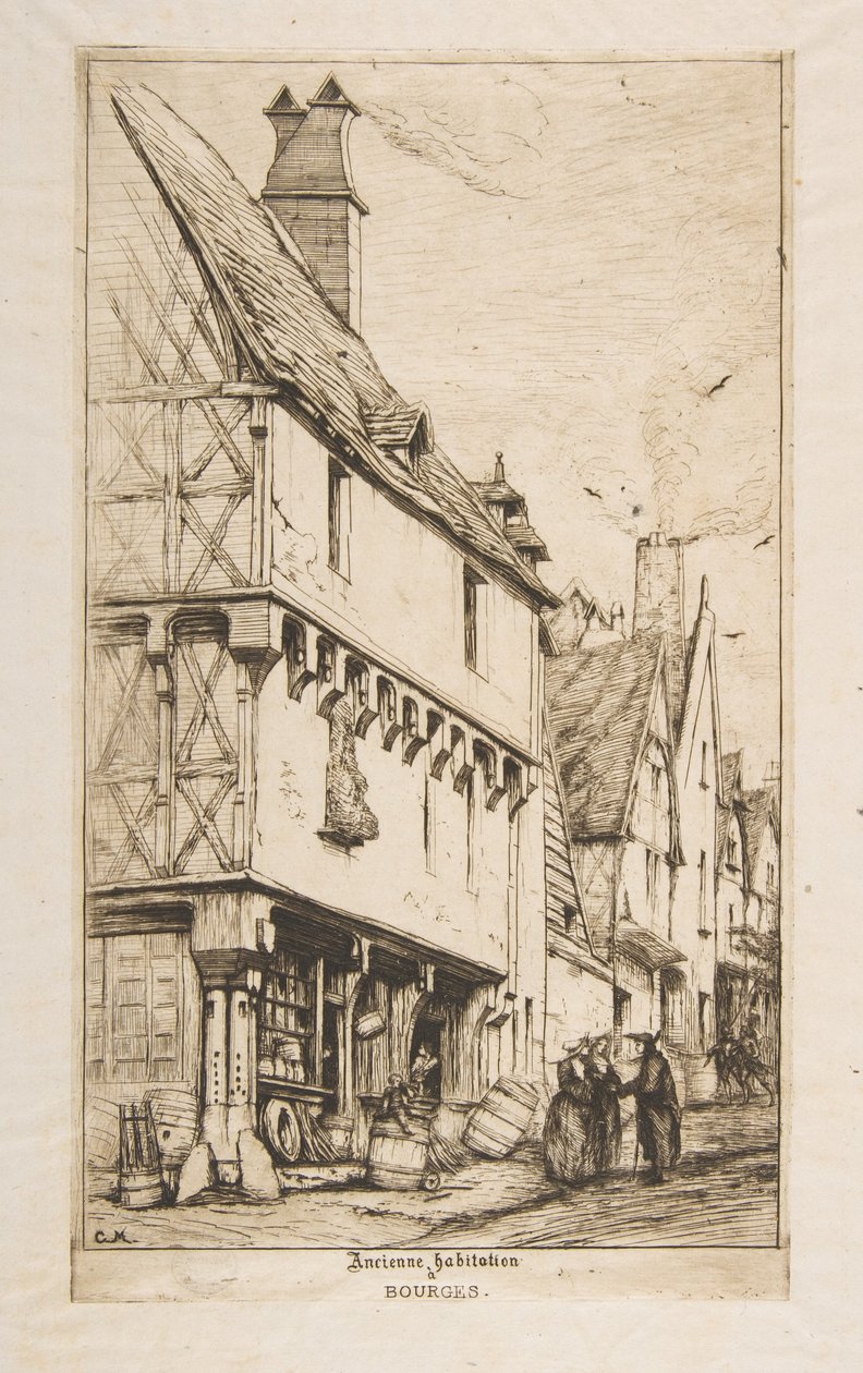 Et gammelt hus eller Musikerens Hus, Bourges af Charles Meryon
