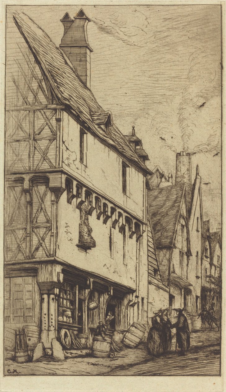 Gammelt hus i Bourges, kaldet "La Maison du Musicien" (Et gammelt hus i Bourges, nogle gange kaldet "Musikerhuset") af Charles Meryon