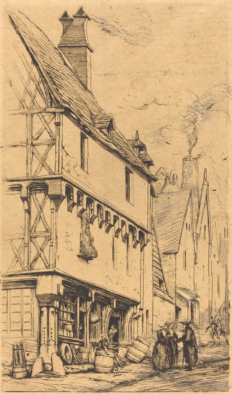 Gammelt hus i Bourges, kaldet "La Maison du Musicien" (Et gammelt hus i Bourges, nogle gange kaldet "Musikerhuset") af Charles Meryon
