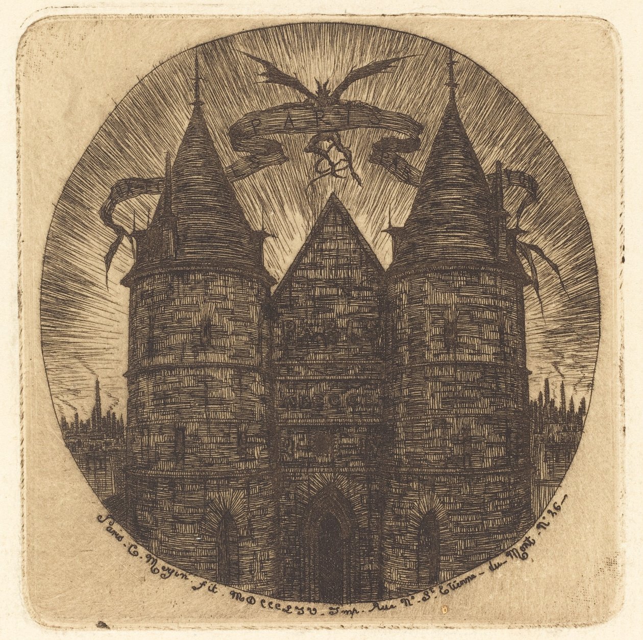 Den gamle port til Justitspaladset, Paris af Charles Meryon