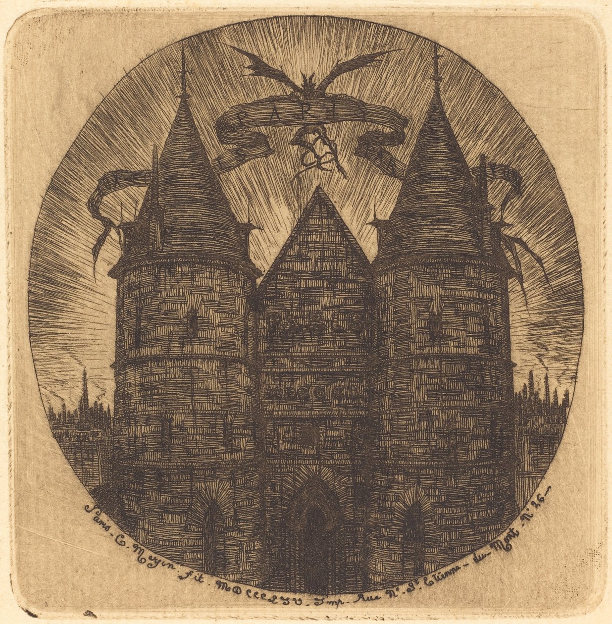 Den gamle port til Justitspaladset, Paris af Charles Meryon