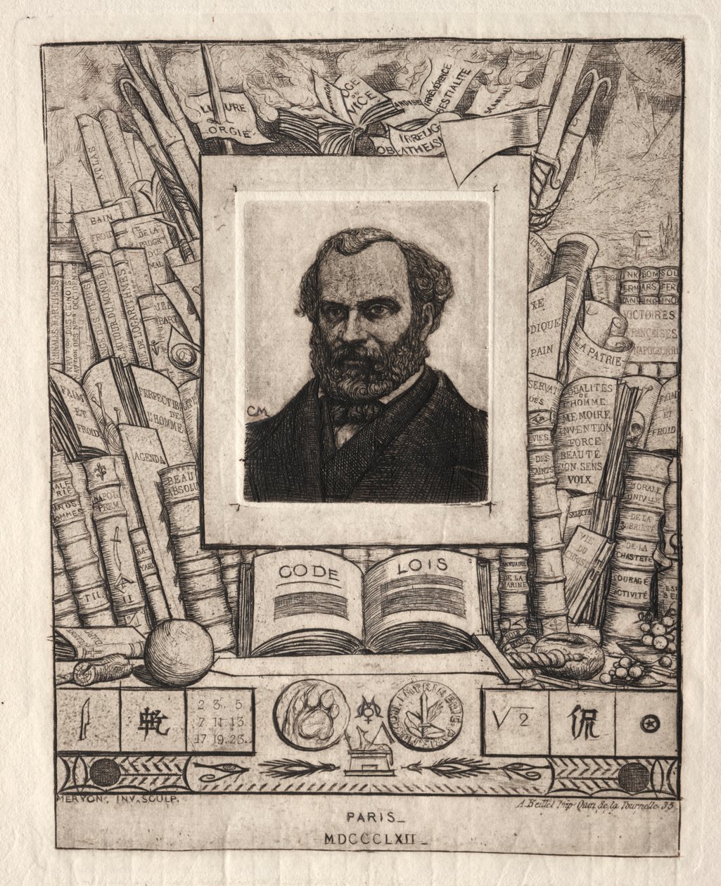 Armand Gueraud fra Nantes, Bogtrykker og Bogstavmand af Charles Meryon