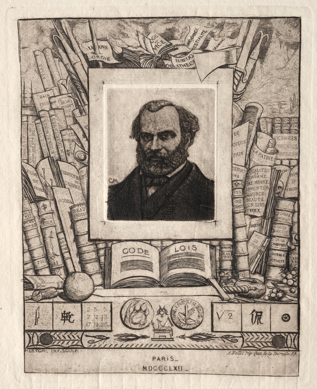 Armand Gueraud af Nantes, Bogtrykker og Bogstavmand, 1862. af Charles Meryon