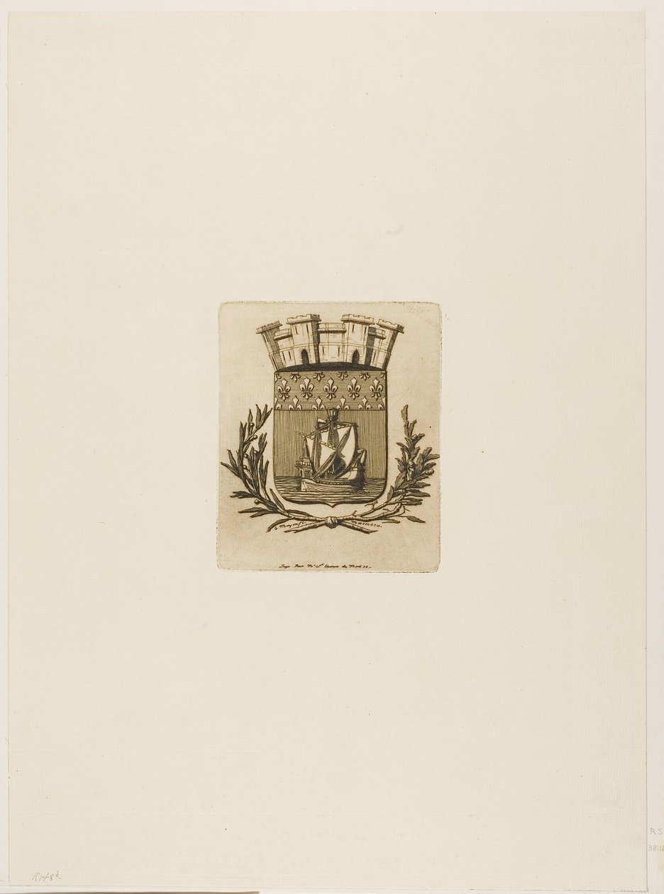 Våben, der symboliserer byen Paris af Charles Meryon