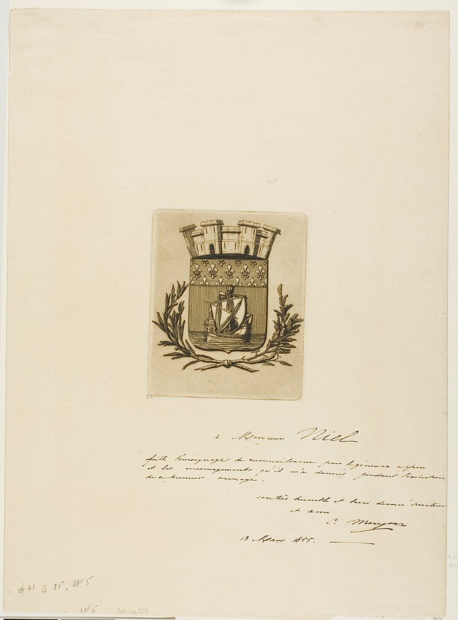 Våben, der symboliserer byen Paris af Charles Meryon