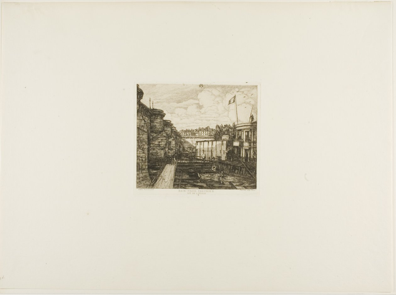 Chevrers etablissement for kolde bade, Paris af Charles Meryon