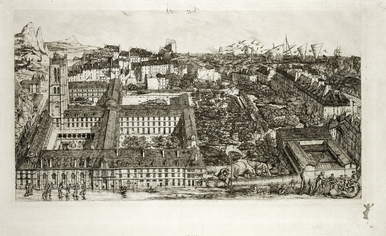 College Henri IV og Lycee Napoleon, 1864 af Charles Meryon