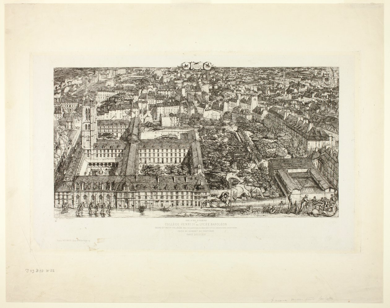 College Henry IV (eller Lycée Napoléon), Paris af Charles Meryon