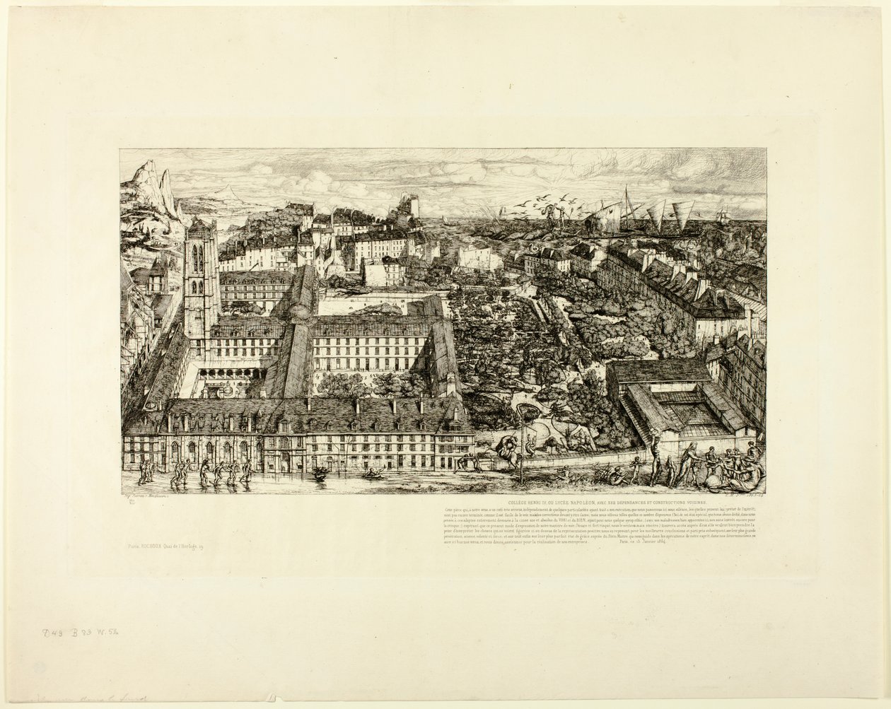 College Henry IV (eller Lycée Napoléon), Paris af Charles Meryon