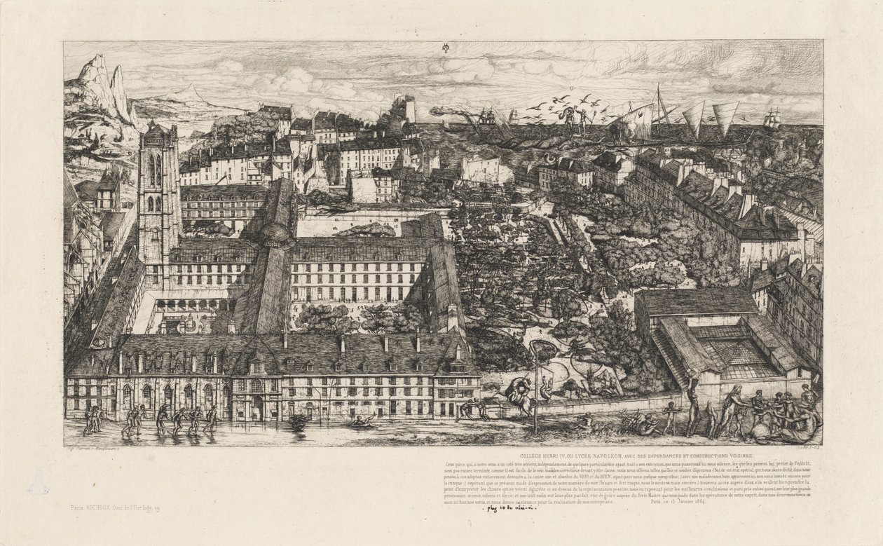 Collège Henri IV, Paris eller Lycée Napoléon (Henry IV College eller Napoleon School, Paris) af Charles Meryon