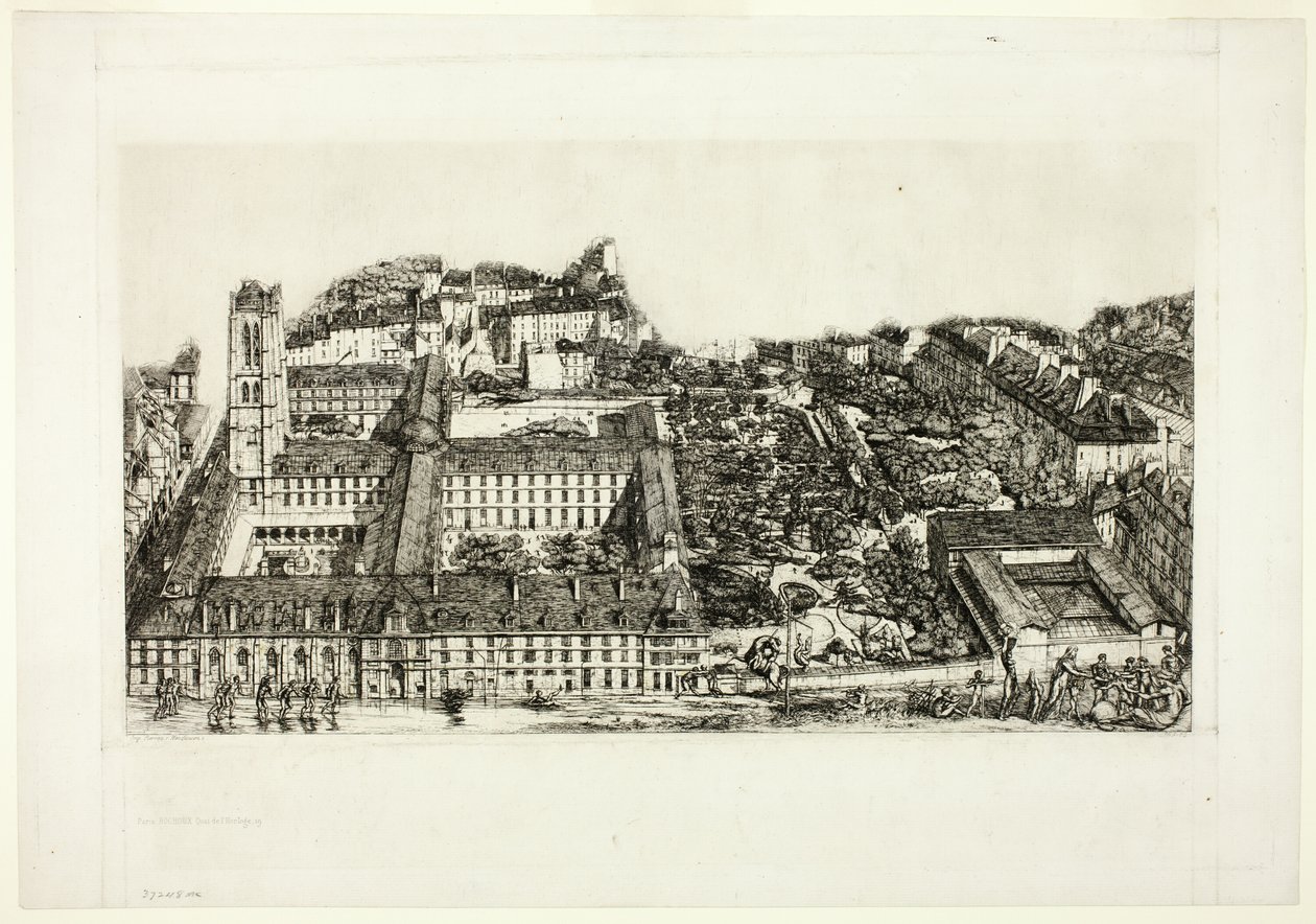 College Henry IV (eller Lycée Napoléon), Paris af Charles Meryon