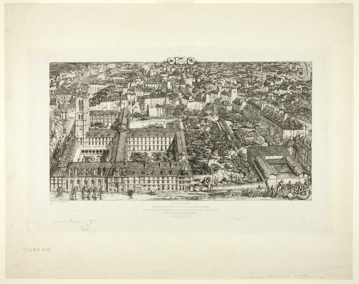 College Henry IV (eller Lycée Napoléon), Paris af Charles Meryon
