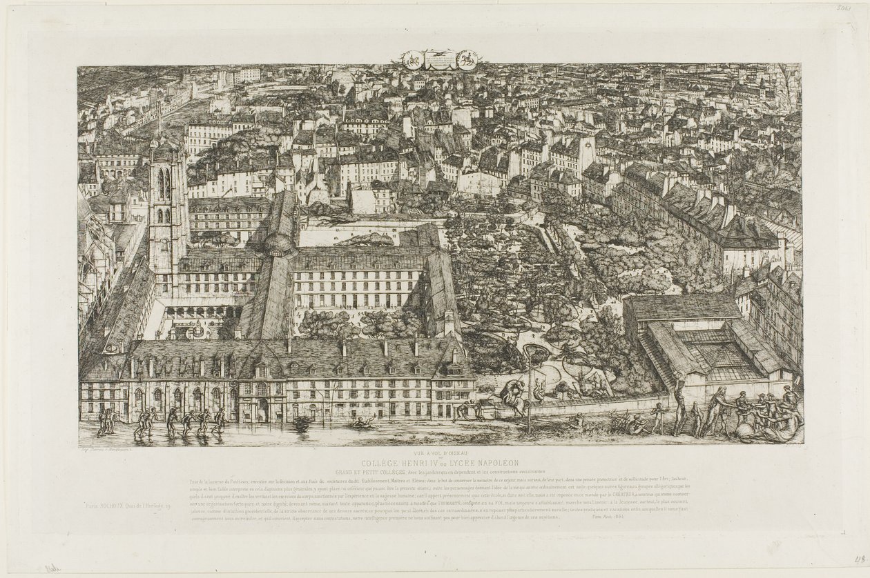 College Henry IV (eller Lycée Napoléon), Paris af Charles Meryon